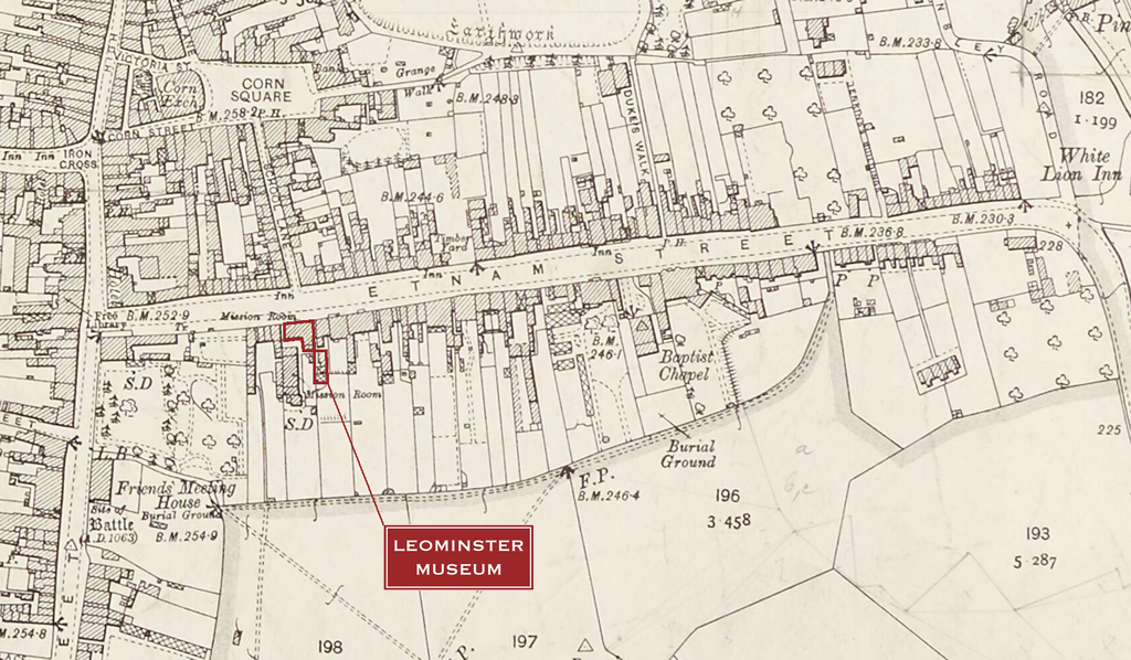 1905 map showing location of Leominster Museum